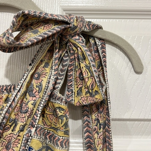 SUE SARTOR Annabel Dress Womens Floral Yellow Blue Size Small - Picture 4 of 10